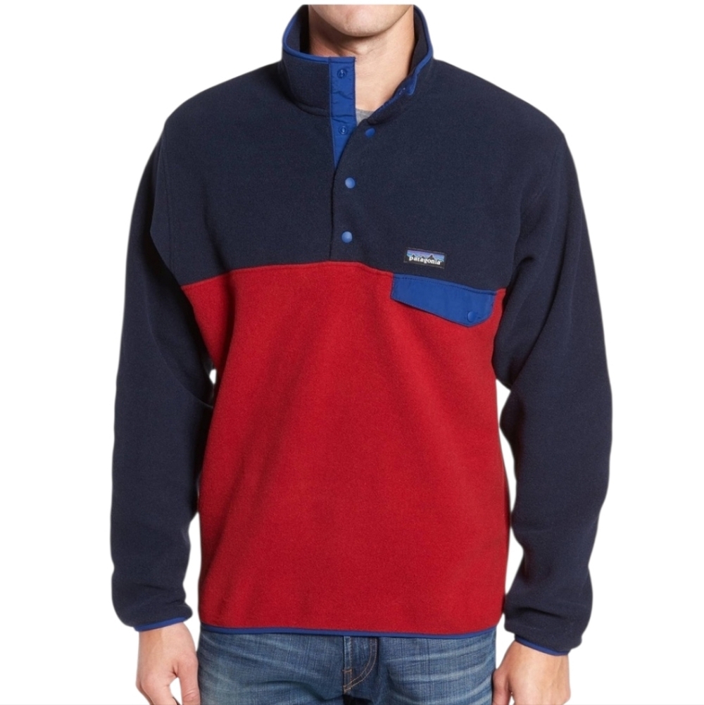 Patagonia Red and Blue Fleece Pullover